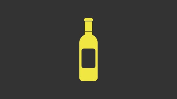 Yellow Bottle of wine icon isolated on grey background. 4K Video motion graphic animation — Stock Video