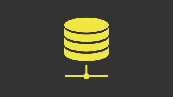 Yellow Server, Data, Web Hosting icon isolert på grå bakgrunn. 4K Video motion grafisk animasjon – stockvideo