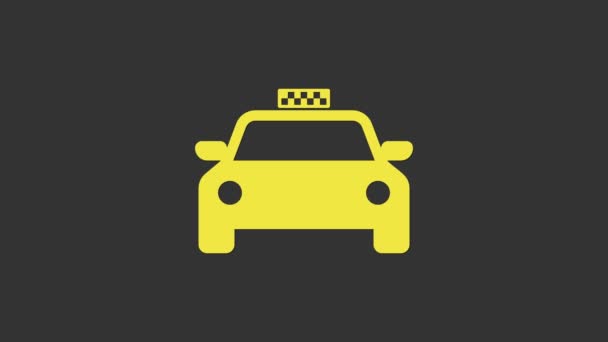 노란 택시 아이콘은 회색 배경에 분리되어 있습니다. 4K 비디오 모션 그래픽 애니메이션 — 비디오