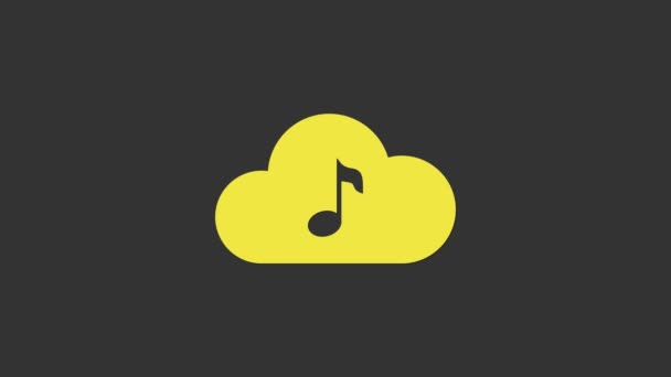 Icona del servizio di streaming Yellow Music isolata su sfondo grigio. Cloud computing sonoro, streaming multimediale online, canzone online, onda audio. Animazione grafica 4K Video motion — Video Stock