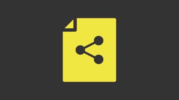 Ikona żółtego pliku Share odizolowana na szarym tle. Wymiana plików. Znak transferu plików. 4K Animacja graficzna ruchu wideo — Wideo stockowe