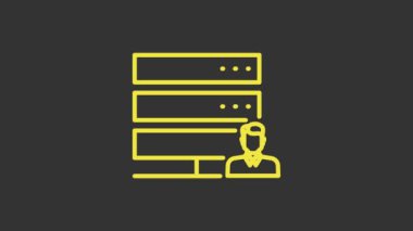 Sarı Müşteri Hizmetleri sunucusu simgesi gri arkaplanda izole edildi. Erkek operatörle teknik destek konsepti. Çağrı merkezi işareti. 4K Video hareketli grafik canlandırması