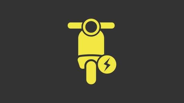 Gul elektrisk scooter ikon isolerad på grå bakgrund. 4K Video motion grafisk animation — Stockvideo