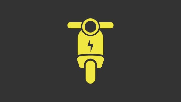 Icono de scooter eléctrico amarillo aislado sobre fondo gris. Animación gráfica de vídeo 4K — Vídeos de Stock