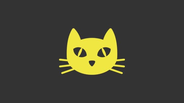 Gelbe Katze Symbol isoliert auf grauem Hintergrund. 4K Video Motion Grafik Animation — Stockvideo
