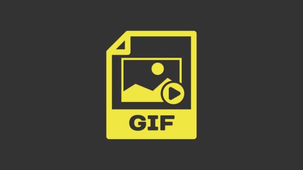 Documento del file GIF giallo. Scarica l'icona del pulsante gif isolato su sfondo grigio. Simbolo del file GIF. Animazione grafica 4K Video motion — Video Stock