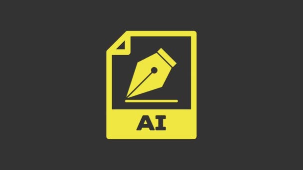 Yellow AI file document. Download ai button icon isolated on grey background. AI file symbol. 4K Video motion graphic animation — Stock Video