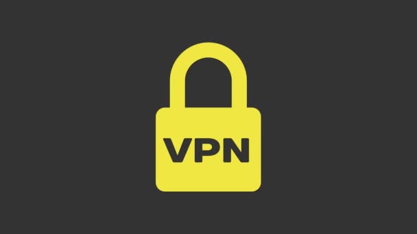 Yellow Lock VPN-Symbol isoliert auf grauem Hintergrund. 4K Video Motion Grafik Animation