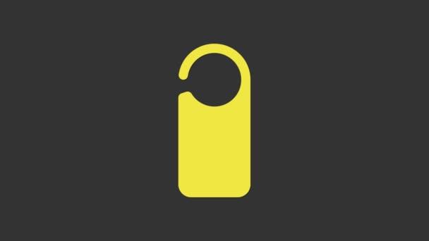 Żółty Proszę nie przeszkadzać ikony izolowane na szarym tle. Wieszak hotelowy tagi. 4K Animacja graficzna ruchu wideo — Wideo stockowe