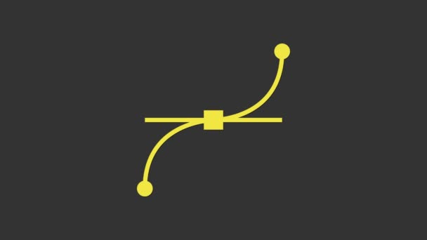 Gul Bezier kurva ikon isolerad på grå bakgrund. Pennverktygsikon. 4K Video motion grafisk animation — Stockvideo