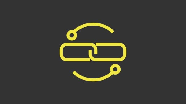 Yellow Chain link line icon isolated on grey background. Link single. 4K Video motion graphic animation — Stock Video