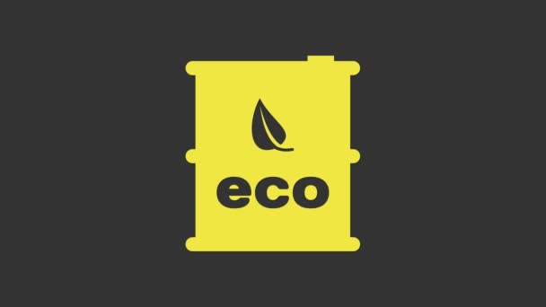 Yellow Bio combustibil butoi pictograma izolat pe fundal gri. Eco bio şi canistră. Mediu verde și reciclare. 4K Animație grafică în mișcare video — Videoclip de stoc