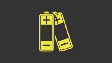 Sarı Batarya simgesi gri arkaplanda izole edildi. Şimşek sembolü. 4K Video hareketli grafik canlandırması