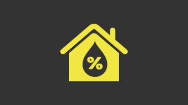 Sarı Ev nem ikonu gri arka planda izole edildi. Hava ve meteoroloji, termometre sembolü. 4K Video hareketli grafik canlandırması