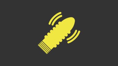 Yellow Dildo vibrator for sex games icon isolated on grey background. Sex toy for adult. Vaginal exercise machines for intimate. 4K Video motion graphic animation