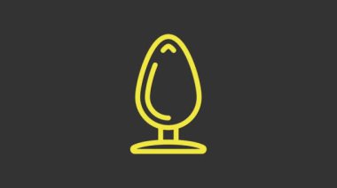 Yellow Anal plug icon isolated on grey background. Butt plug sign. Fetish accessory. Sex toy for men and woman. 4K Video motion graphic animation