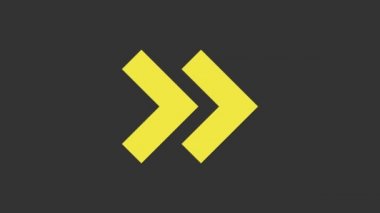 Sarı Ok simgesi gri arkaplanda izole edildi. Yön Arrowhead sembolü. Navigasyon işaretçisi işareti. 4K Video hareketli grafik canlandırması