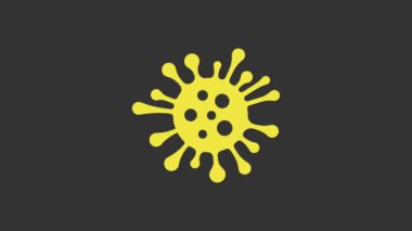 Sarı Bakteri simgesi gri arkaplanda izole edildi. Bakteriler ve mikroorganizmalar, sebep olan mikroorganizma hastalıkları, hücre kanseri, mikrop, virüs, mantar. 4K Video hareketli grafik canlandırması