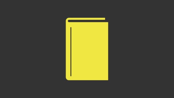 Icono Libro Amarillo aislado sobre fondo gris. Animación gráfica de vídeo 4K — Vídeos de Stock