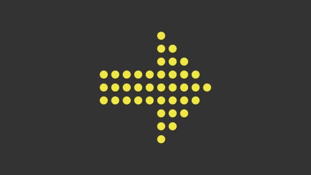 Κίτρινη κουκκίδα βέλος απομονώνονται σε γκρι φόντο. Ένα βέλος στο μισό μέτρο. Σημάδι από βέλος. 4K Γραφική κίνηση κίνησης βίντεο — Αρχείο Βίντεο