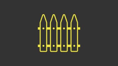 Sarı Bahçe çitleri ahşap ikonu gri arka planda izole edilmiş. 4K Video hareketli grafik canlandırması