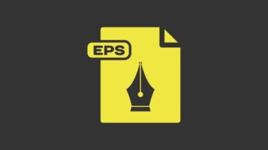 Sarı EPS dosya belgesi. Gri arkaplanda düğme simgesini indir. EPS dosya sembolü. 4K Video hareketli grafik canlandırması
