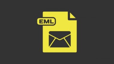 Sarı EML dosya dökümanı. Gri arkaplanda eml düğmesi simgesi indir. EML dosya sembolü. 4K Video hareketli grafik canlandırması