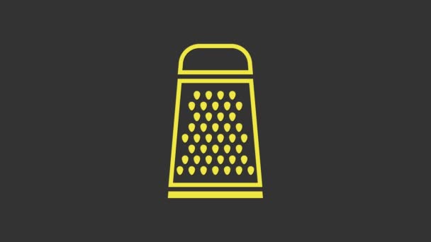 Yellow Grater icon isolated on grey background. Kitchen symbol. Cooking utensil. Cutlery sign. 4K Video motion graphic animation — Stock Video