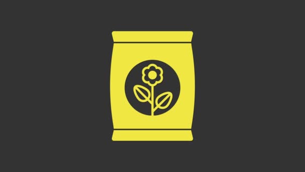 Yellow Fertilizer bag icon isolated on grey background. 4K Video motion graphic animation — Stock Video