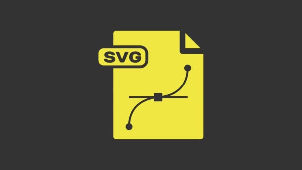 Gele SVG bestand document. Download svg knop pictogram geïsoleerd op grijze achtergrond. SVG bestand symbool. 4K Video motion grafische animatie — Stockvideo
