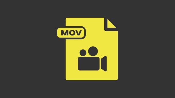 Żółty dokument MOV. Pobierz ikonę mov przycisk izolowany na szarym tle. Symbol pliku MOV. Kolekcja audio i wideo. 4K Animacja graficzna ruchu wideo — Wideo stockowe