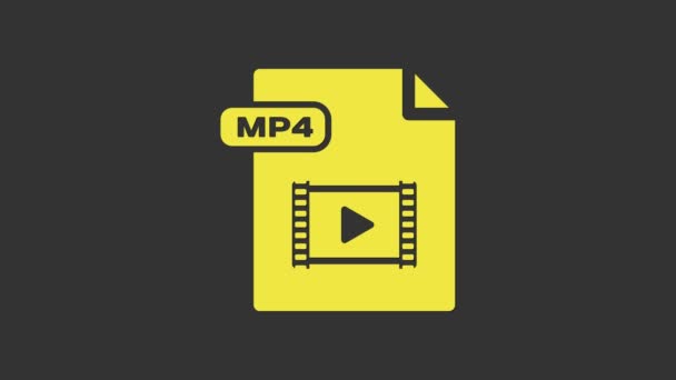 Documento amarillo del archivo MP4. Descargar icono del botón mp4 aislado sobre fondo gris. Símbolo de archivo MP4. Animación gráfica de vídeo 4K — Vídeos de Stock