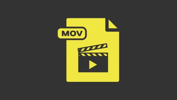 Documento de archivo MOV amarillo. Descargar icono del botón mov aislado sobre fondo gris. MOV símbolo de archivo. Colección de audio y vídeo. Animación gráfica de vídeo 4K — Vídeos de Stock