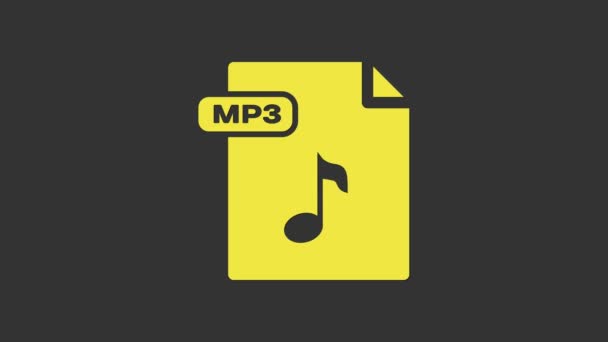 Dokumen berkas Yellow MP3. Mengunduh ikon tombol mp3 yang diisolasi pada latar belakang abu-abu. Tanda format musik Mp3. Simbol berkas MP3. Animasi grafis gerak Video 4K — Stok Video