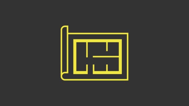 Ikona planu Żółtego Domu odizolowana na szarym tle. 4K Animacja graficzna ruchu wideo — Wideo stockowe