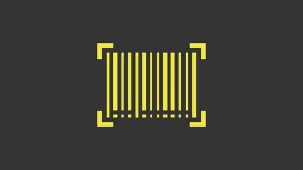 Желтый значок штрих-кода выделен на сером фоне. Видеографическая анимация 4K — стоковое видео