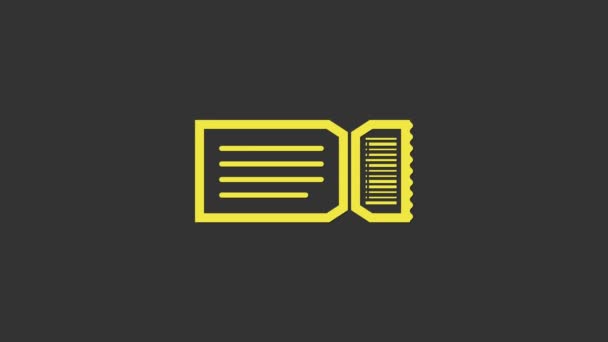 Ikona žlutého lístku izolovaná na šedém pozadí. Grafická animace pohybu videa 4K — Stock video