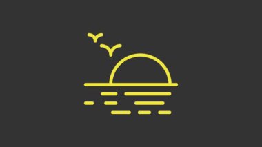 Sarı Günbatımı simgesi gri arkaplanda izole edildi. 4K Video hareketli grafik canlandırması