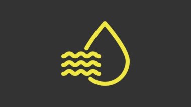 Sarı Su damlası simgesi gri arkaplanda izole edildi. Nem analizi. 4K Video hareketli grafik canlandırması