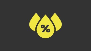 Sarı Su damlası simgesi gri arkaplanda izole edildi. Nem analizi. 4K Video hareketli grafik canlandırması