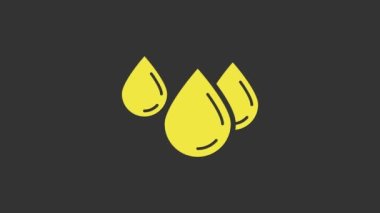 Sarı Su Damlası simgesi gri arkaplanda izole edildi. 4K Video hareketli grafik canlandırması