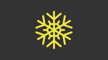 Sarı Kar Tanesi simgesi gri arkaplanda izole edildi. 4K Video hareketli grafik canlandırması