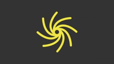 Sarı Tornado simgesi gri arkaplanda izole edildi. Kasırga, kasırga, fırtına bacası, kasırga ya da hortum ikonu. 4K Video hareketli grafik canlandırması