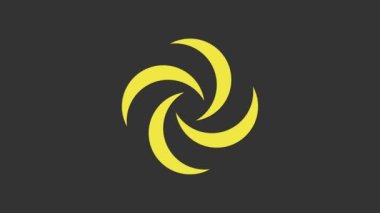 Sarı Tornado simgesi gri arkaplanda izole edildi. Kasırga, kasırga, fırtına bacası, kasırga ya da hortum ikonu. 4K Video hareketli grafik canlandırması