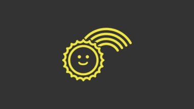 Gri arkaplanda güneş ikonu olan sarı gökkuşağı. 4K Video hareketli grafik canlandırması