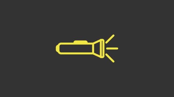 Ikona żółtej latarki odizolowana na szarym tle. 4K Animacja graficzna ruchu wideo — Wideo stockowe