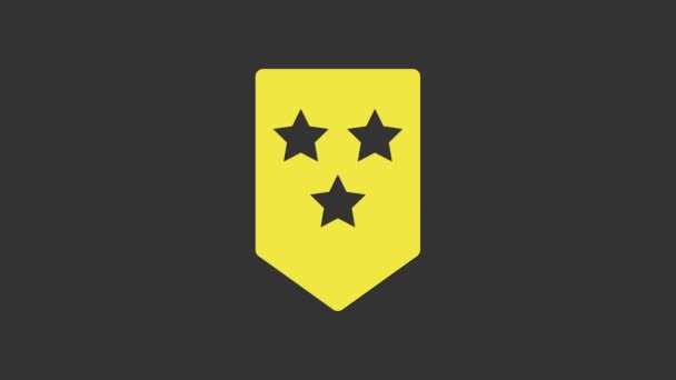 Gele Chevron icoon geïsoleerd op grijze achtergrond. Militaire badge teken. 4K Video motion grafische animatie — Stockvideo