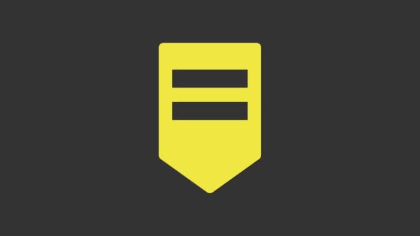 Ikona Žlutý symbol izolovaný na šedém pozadí. Vojenský odznak. Grafická animace pohybu videa 4K — Stock video