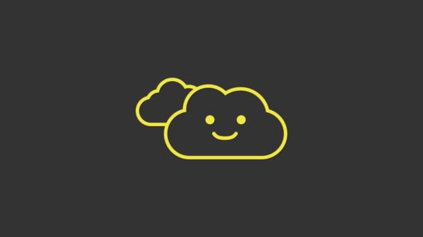 Ikona žlutého mraku izolovaná na šedém pozadí. Grafická animace pohybu videa 4K — Stock video