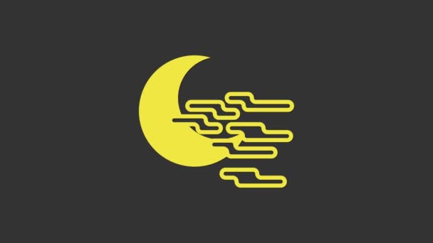 Icono de niebla amarilla y luna aislado sobre fondo gris. Animación gráfica de vídeo 4K — Vídeos de Stock
